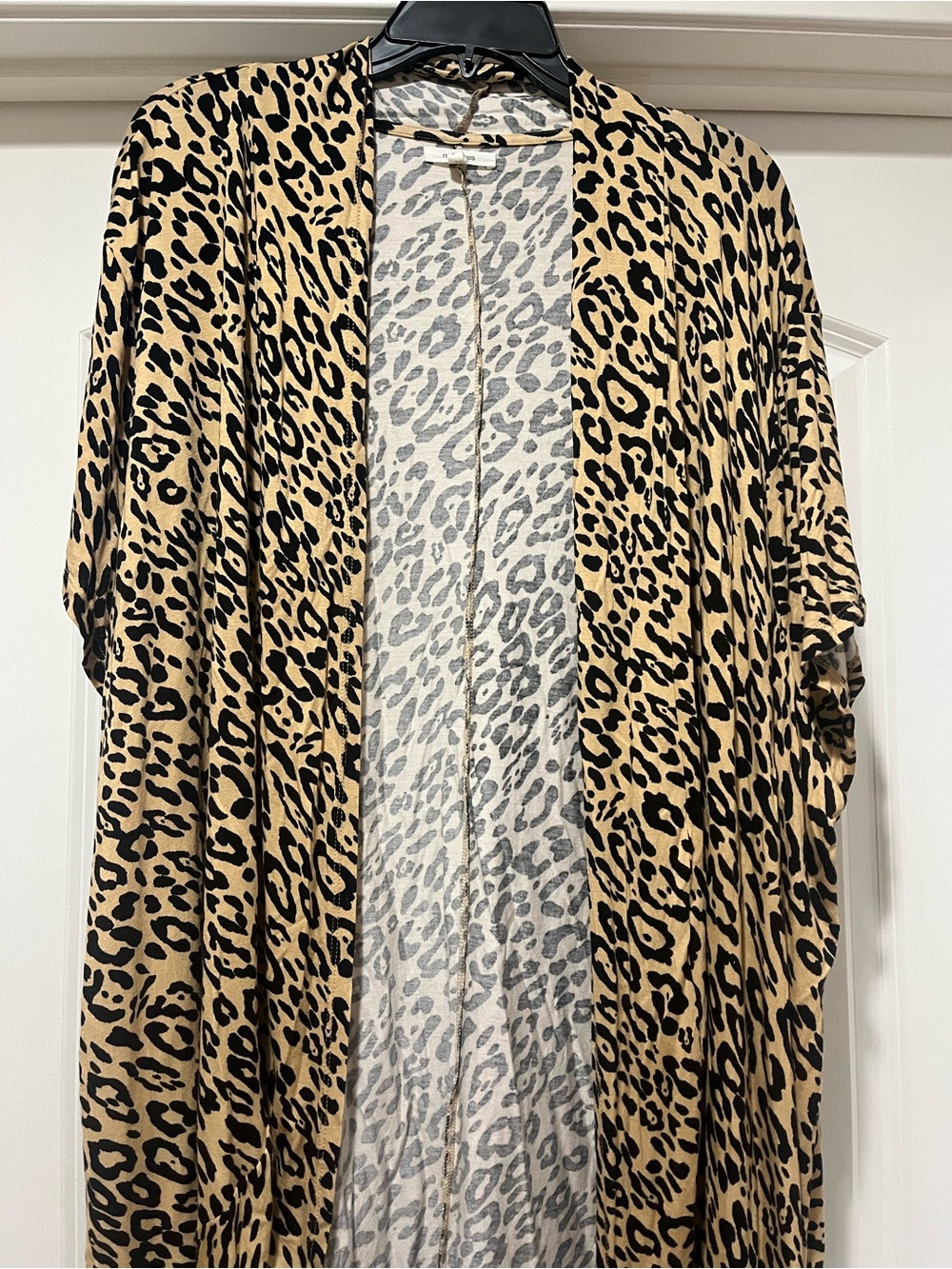 Maurices Leopard Print Open-Front Kimono - Black & Tan